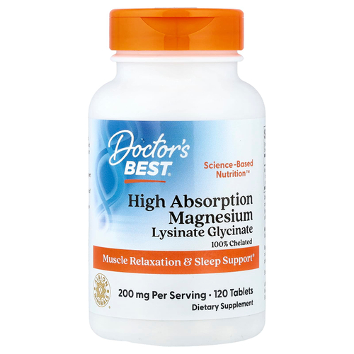Doctor's Best, магний с высокой степенью усвоения, 120 таблеток (100 мг в 1 таблетке)