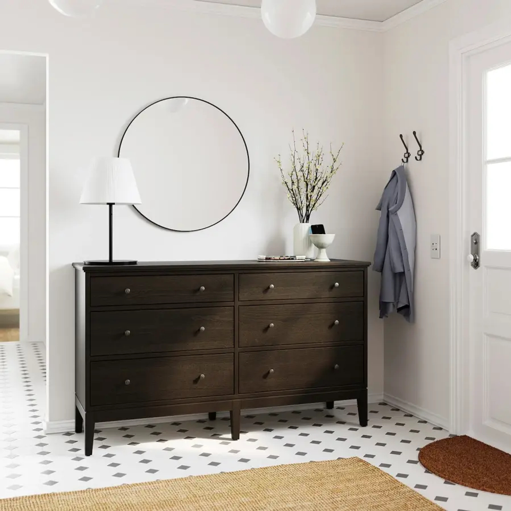 Комод с 6 ящиками - IKEA IDANAS/IDANÄS, 162x95 см, темно-коричневый ИДАНЭС ИКЕА
