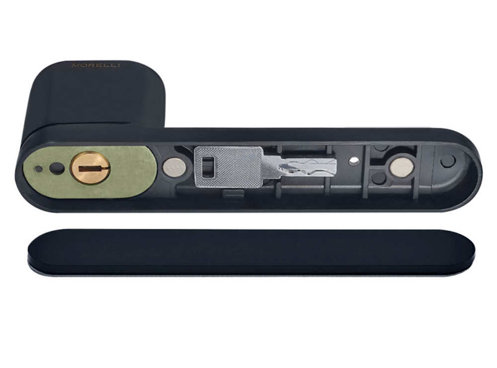 Ручка MORELLI MH-62-R50 WD BL черный, скрытая овал.розетка с фиксатором (50-65мм)  Maracana