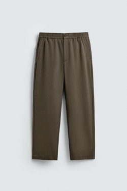 ZARA БРЮКИ-ДЖОГГЕРЫ КЛАССИЧЕСКОГО КРОЯ, ОЛИВКОВЫЙ