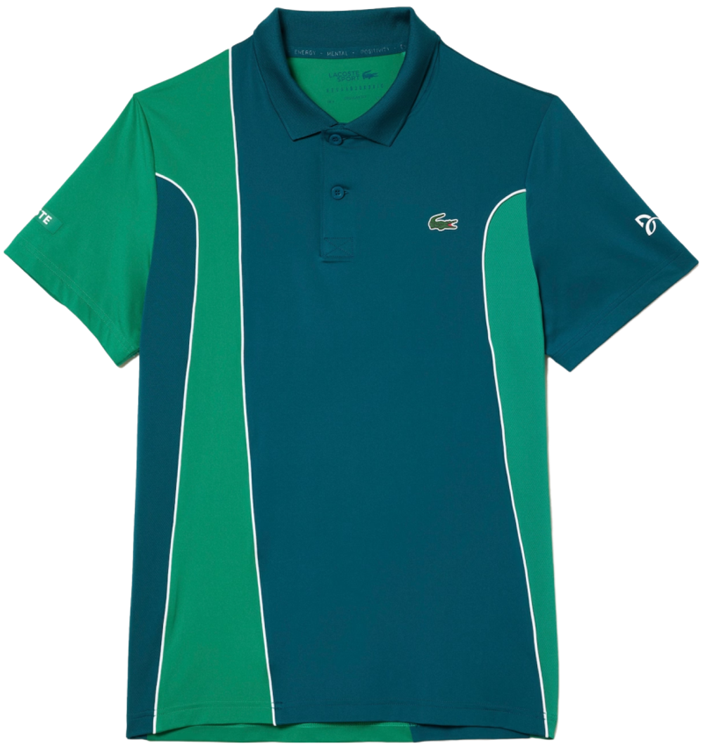 Мужское теннисное поло Lacoste SPORT Novak Djokovic Regular Fit Colorblock Polo - green