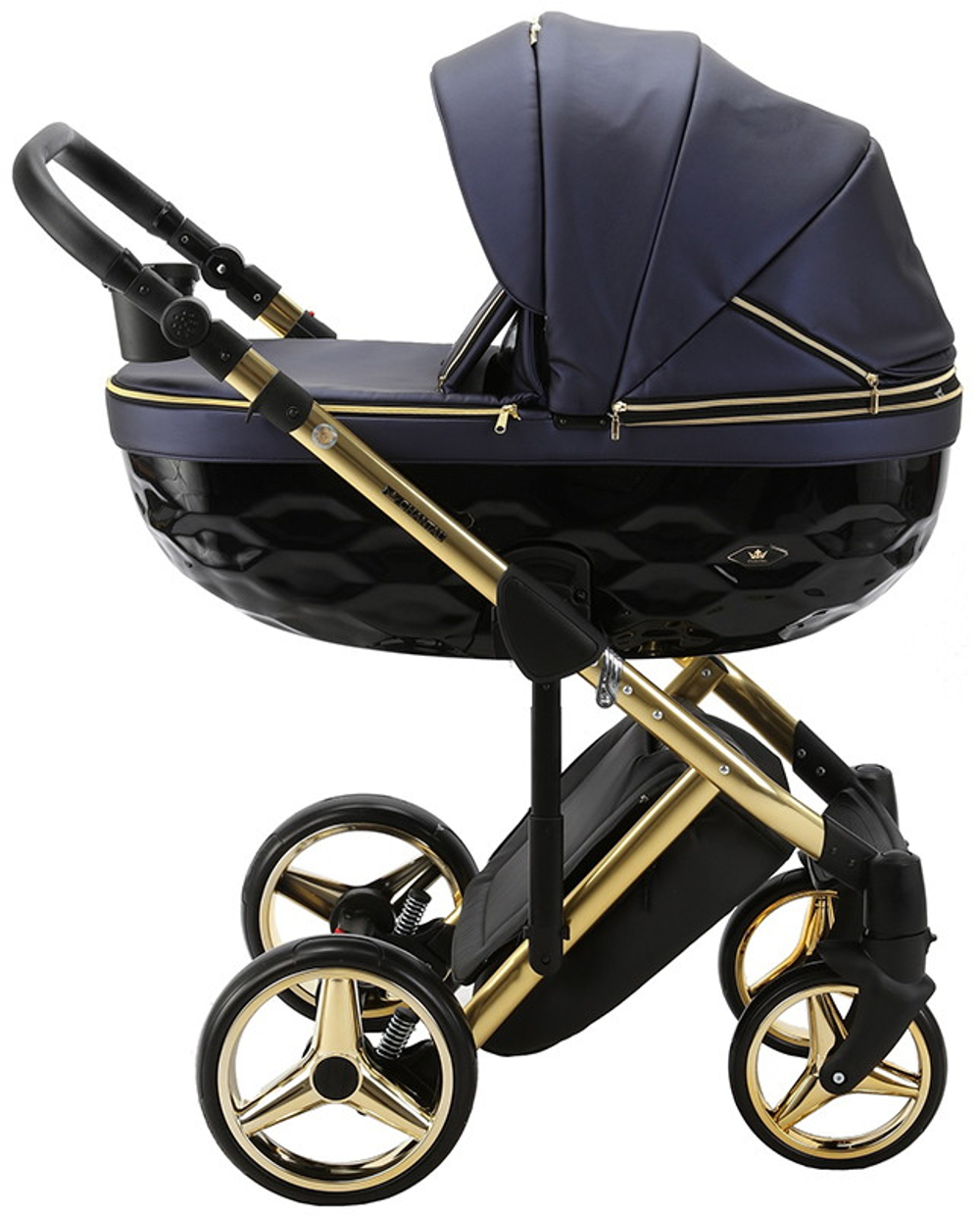 Детская коляска Adamex Chantal Special Edition Deluxe 3 в 1 C108 (СИН.ПЕРЛ.КОЖА ЗОЛОТ РАМА)