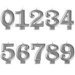 Свечи-цифры на торт в серебряном цвете 8 см