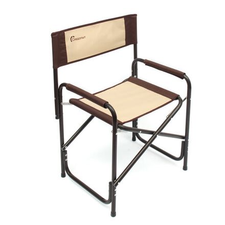 Кресло складное СЛЕДОПЫТ, 560х470х830 мм, сталь 22 мм, бежевый/коричневый