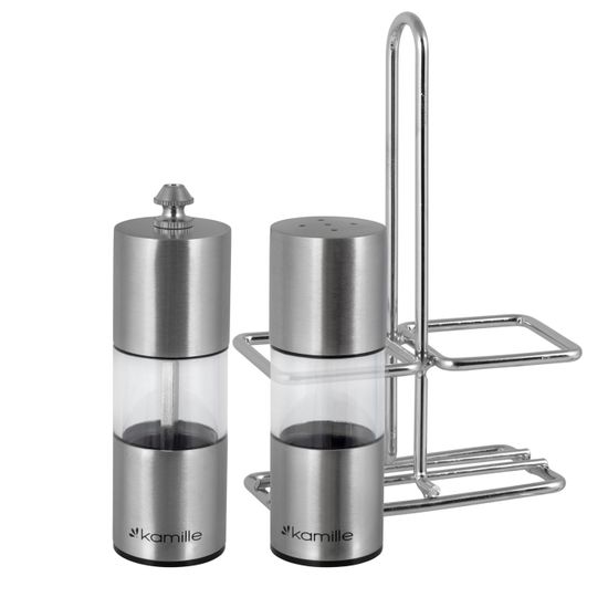 Набор для специй мельница и солонка на подставке Kamille КМ-7052