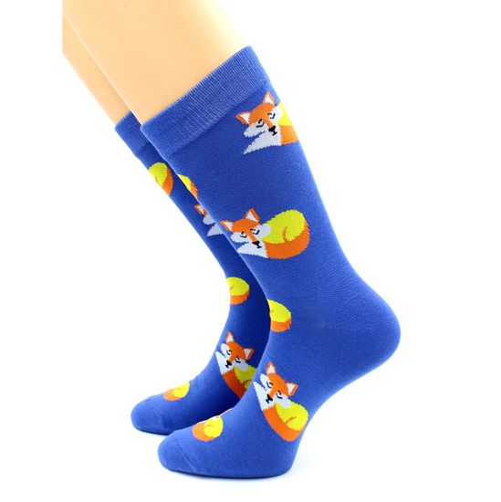 Носки с принтом "Рыжие лисички" синие Hobby Line