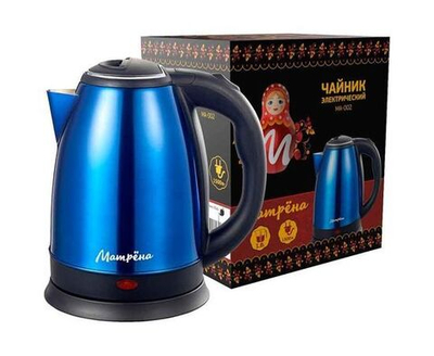 Чайник электр. Матрена МА-002 синий (диск, 1,8л) 1,5кВт, нерж сталь, 5406
