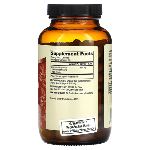 Dr. Mercola, органическая ашваганда, 180 капсул (400 мг в 1 капсуле)
