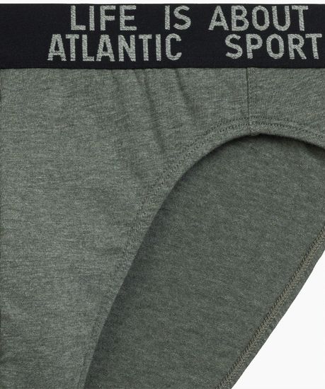 Мужские трусы (3шт) слипы спорт Atlantic 3MP-209, хлопок, зеленый меланж + винный меланж + голубой меланж