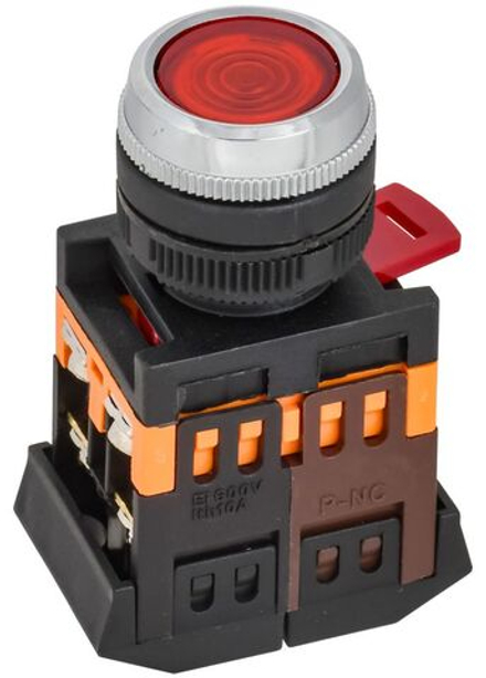 Кнопка ABLFS-22 d22мм 1з+1р 240В неон кр. IEK BBT30-ABLFS-K04