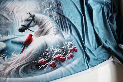 ЗИМНИЙ КОНЬ - Футер 2х-нитка с лайкрой, компакт пенье (ДЖ67 Маша) (к0 печать снизу купона 10см, полочка задета)