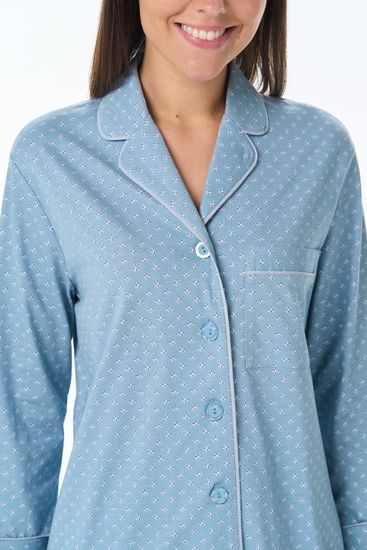 Пижама женская с брюками и рубашкой на пуговицах Лори P0300-F51.2F11 голубая