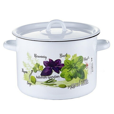 Кастрюля эмалированная 2л без ободка «Базилик» 01-1610.1/4