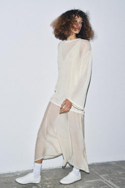 ZARA ДЛИННОЕ КОМБИНИРОВАННОЕ ПЛАТЬЕ, ЦВЕТ СЛИВОЧНОГО МАСЛА