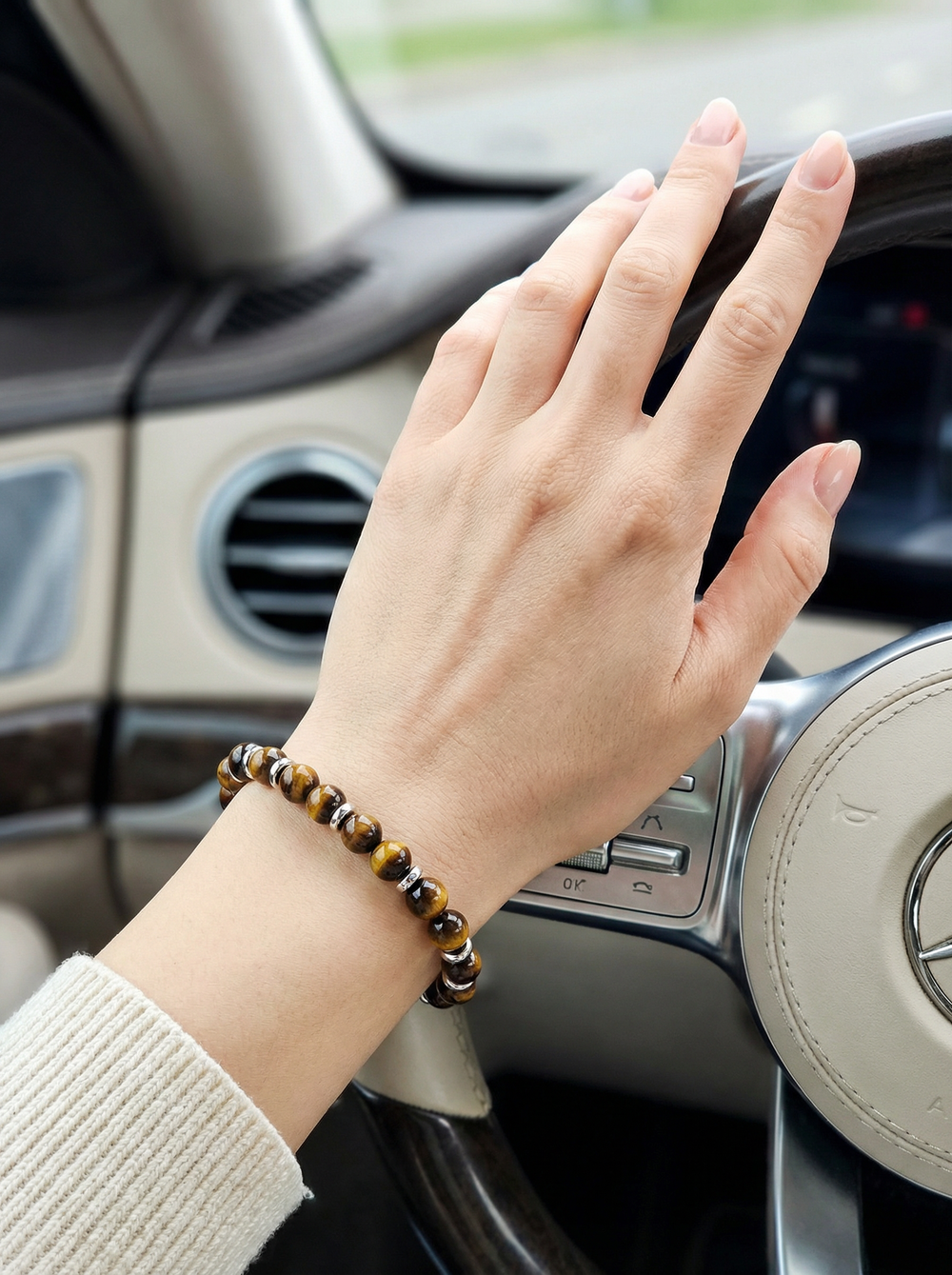 Браслет из тигрового глаза. Натуральный тигровый глаз