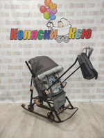 Санки-коляски Galaxy Snow Glory Gloss коричневый-серый