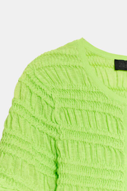 ZARA КАРДИГАН ВЯЗКА "СОТЫ", ЛАЙМОВЫЙ