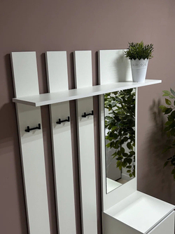 Вешалка с зеркалом «Денвер» Белая