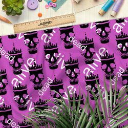 Ткань муслин ядовитые черепа на розовом фоне