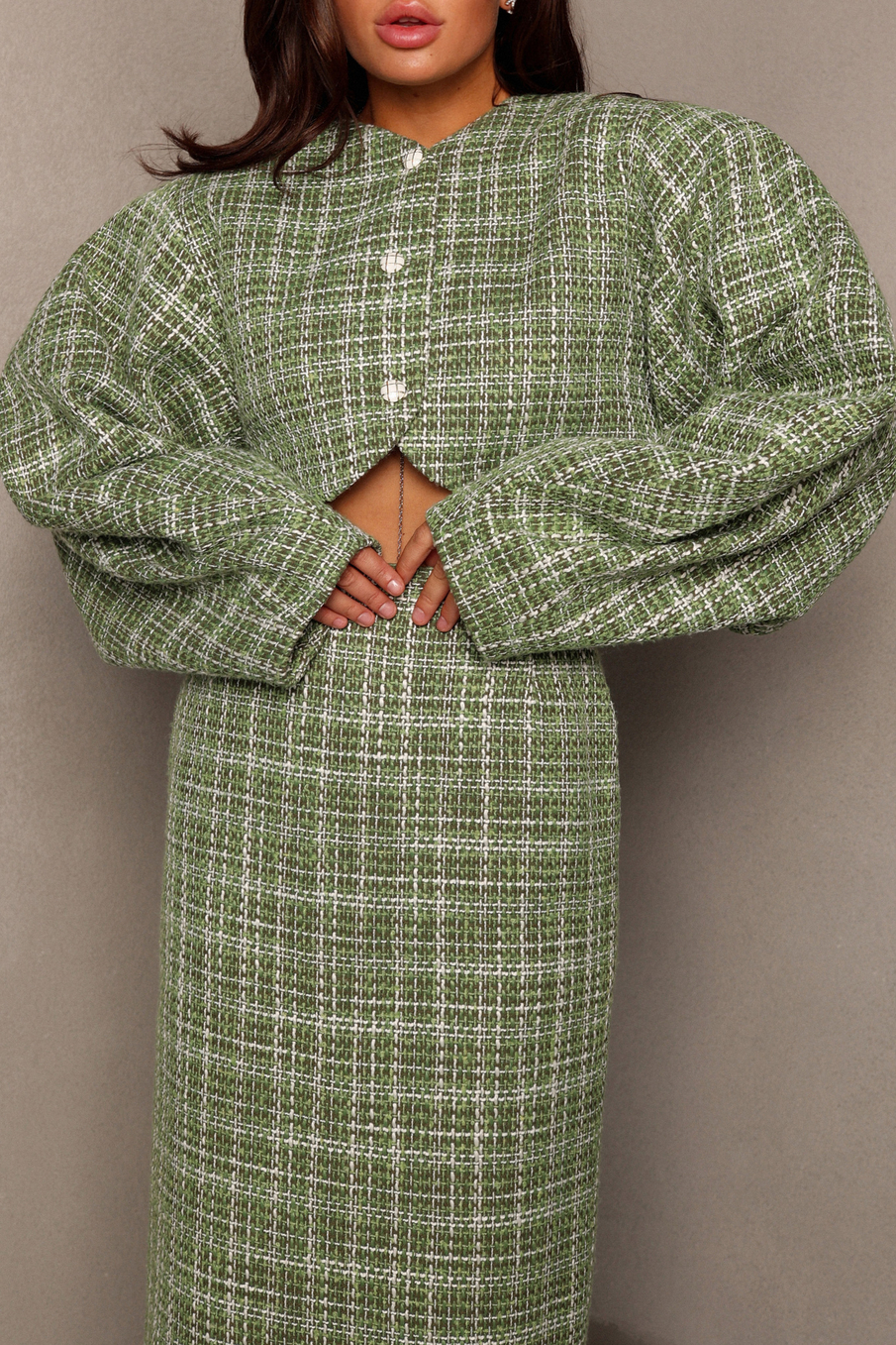 Жакет из твида О-силуэта