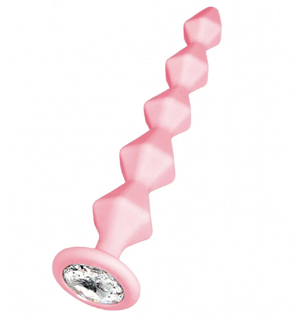 Анальная цепочка с кристаллом Baddy розовый 17,7 см