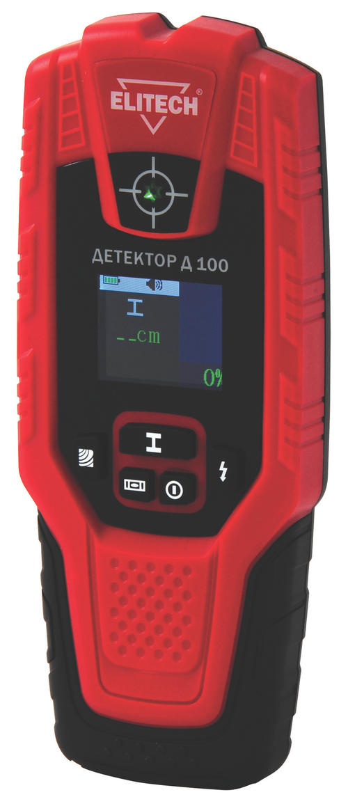 Детектор ELITECH Д 100 (Крона\б, 9В, Дерево 20мм, эл.провод 50мм, цвет мет 80мм, чер. мет. 100мм)