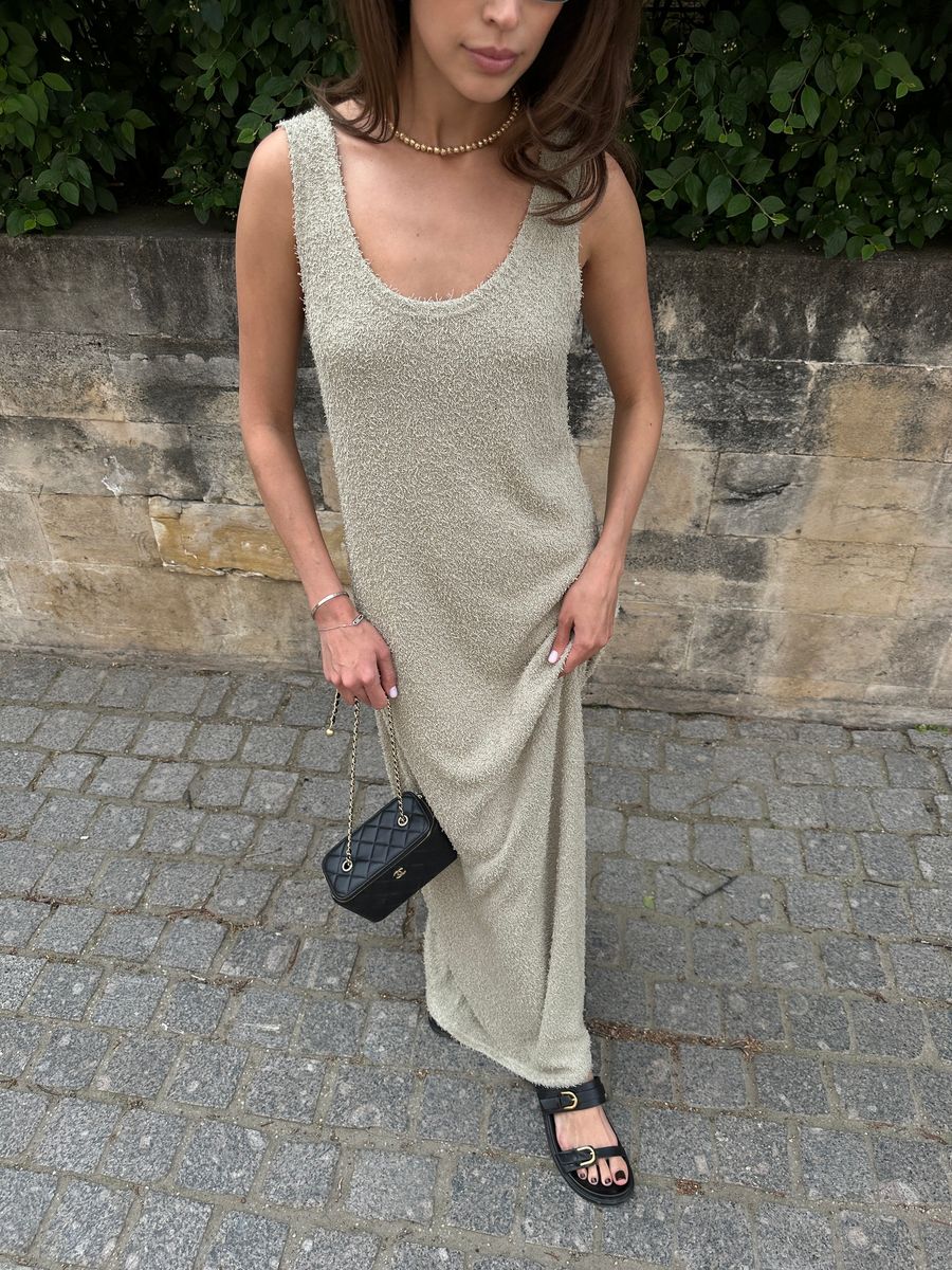 Платье-майка из трикотажа хаки