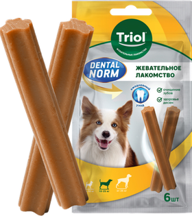 Лакомство для собак средних пород "Палочки жевательные", 150г (уп.6шт.), серия DENTAL NORM, Triol