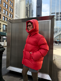 Пуховик Рокет миди красный