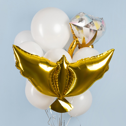 Шар (41''/104 см) Фигура, Голубь, Золото, 1 шт. в уп.