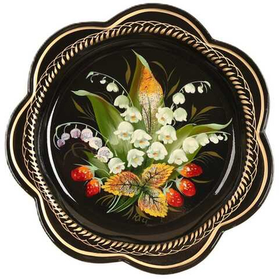 Жостовский поднос декоративный, размер 18 см (A1), металлический