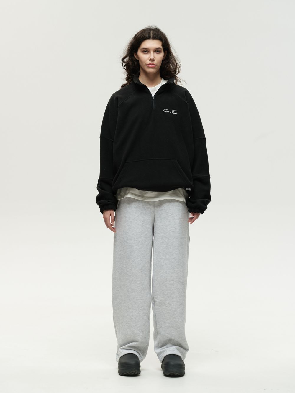 Толстовка One Two Drawstring Half-Zipped черная