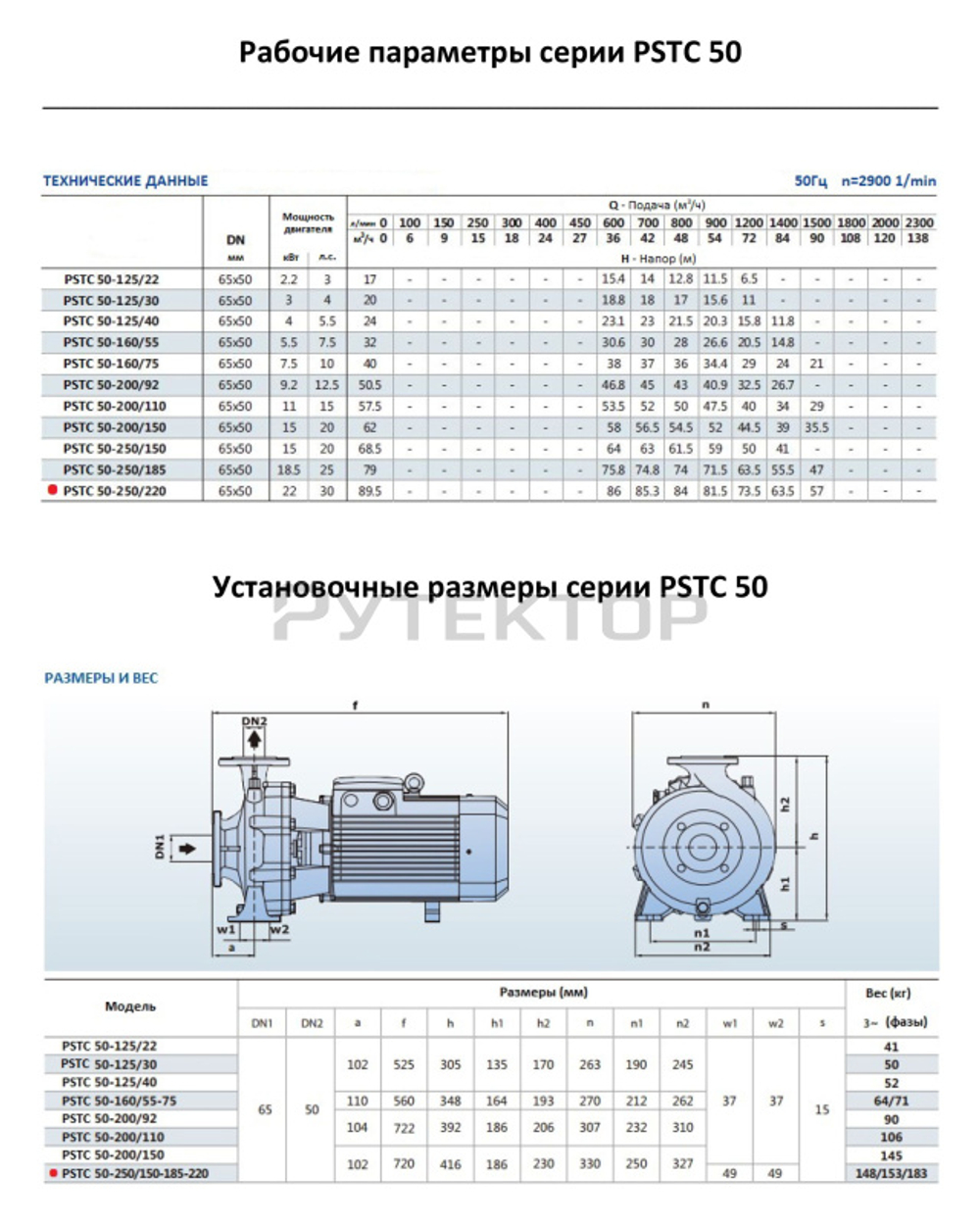 Консольно-моноблочный фланцевый насос PURITY PSTC 50-250-220 (N)