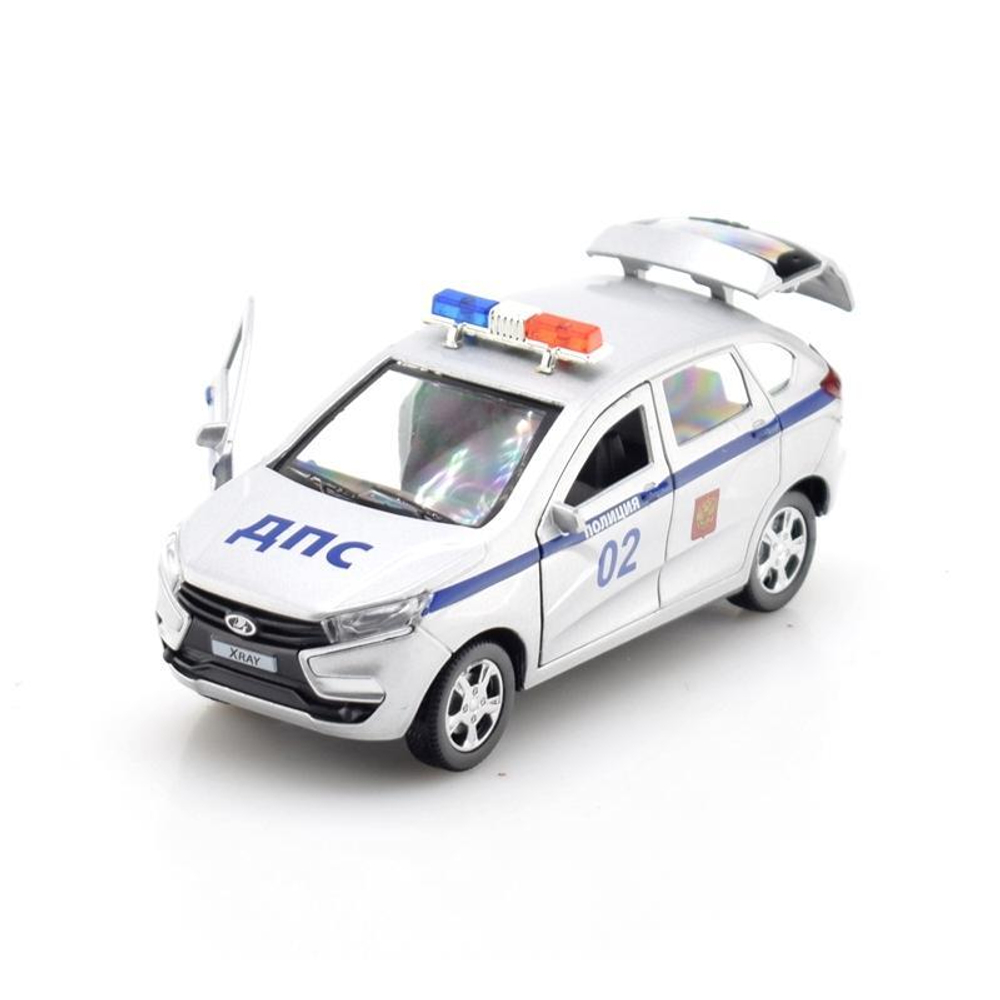 Модель ин. мет. "Lada Xray. Полиция" 12см, открыв. двери, коробка XRAY-POLICE (Технопарк)