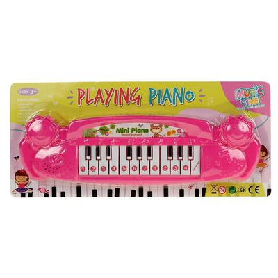 Пианино на бат. 38см, розовый, блистер D0024