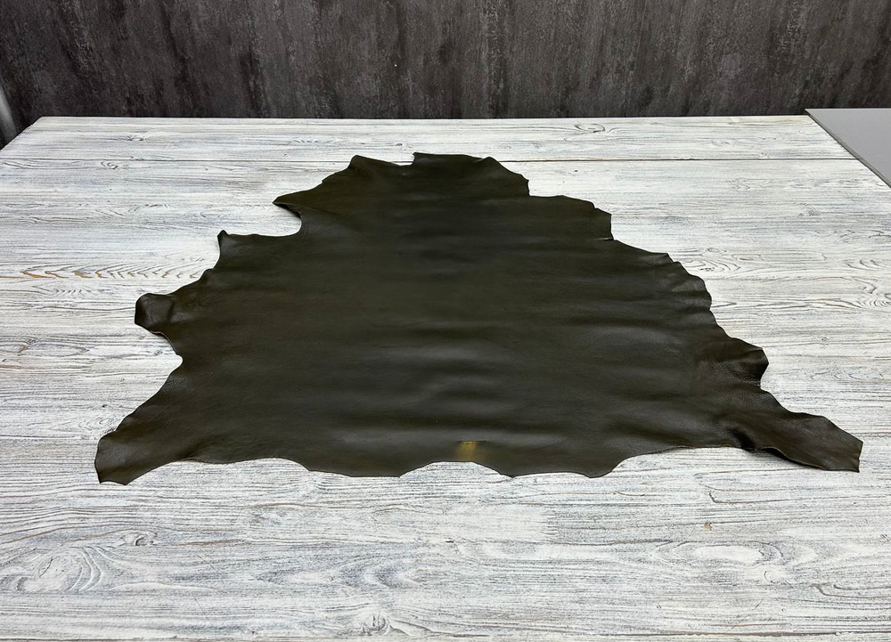 Poncho Lux Dark Tea (1,3-1,5 мм), цв. Оливковый, натуральная кожа козы