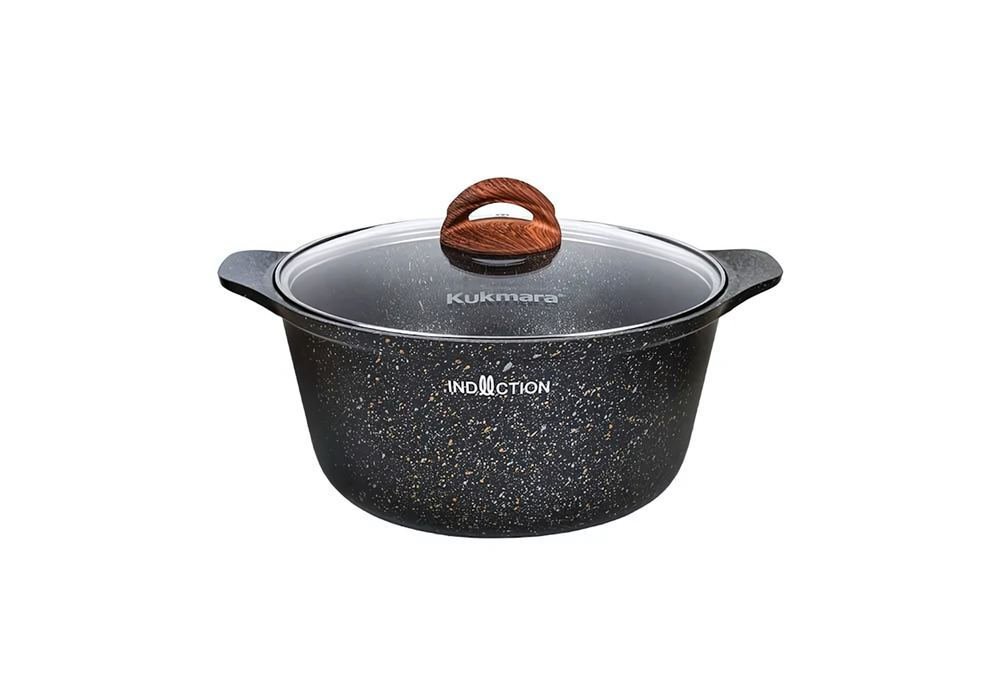 Кастрюля алюминиевая антипригарная 2 л Granit Ultra Induction (Original) со стеклянной крышкой, индукция