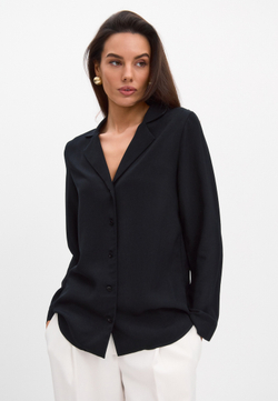 Рубашка свободного кроя черная