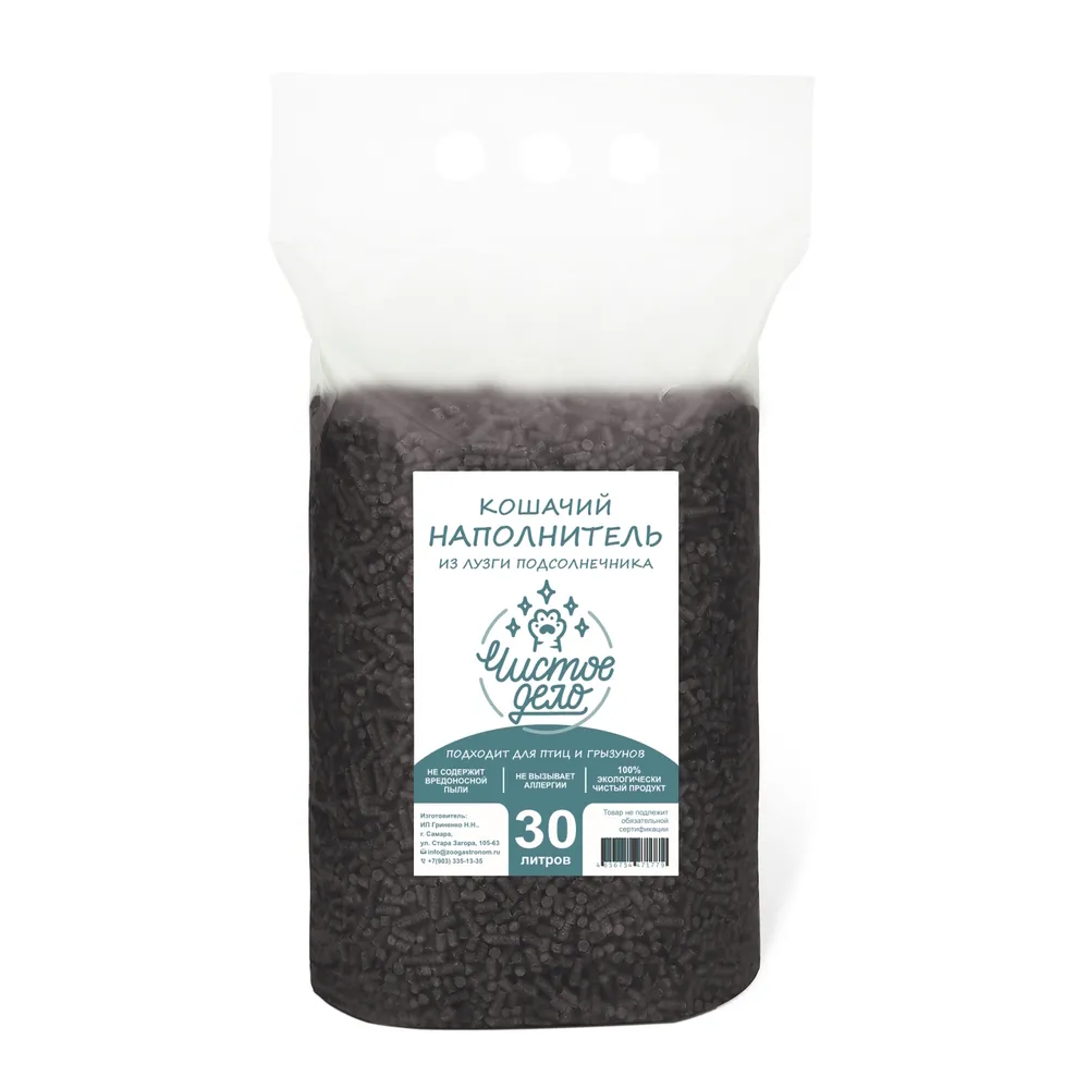 Уценка! Повр.упак./ Наполнитель Чистое дело для кошачьего туалета из лузги подсолнечника