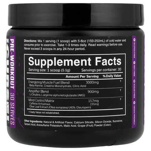 JNX Sports, The Curse!®, предтренировочный комплекс, со вкусом темного винограда, 153 г (5,4 унции)