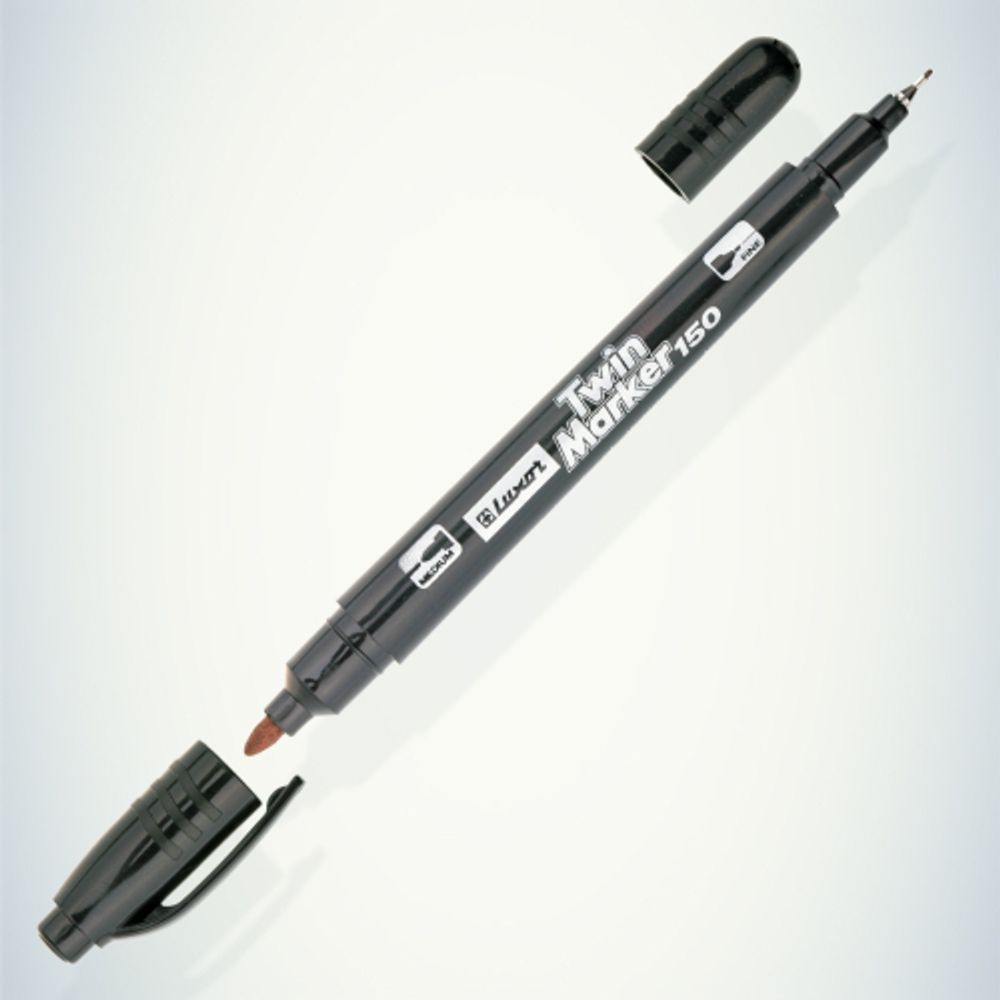 233834 Luxor Маркер перманентный двухсторонний TWIN MARKER 150, ЧЕРНЫЙ пулевидный 0.7/1мм | Luxor