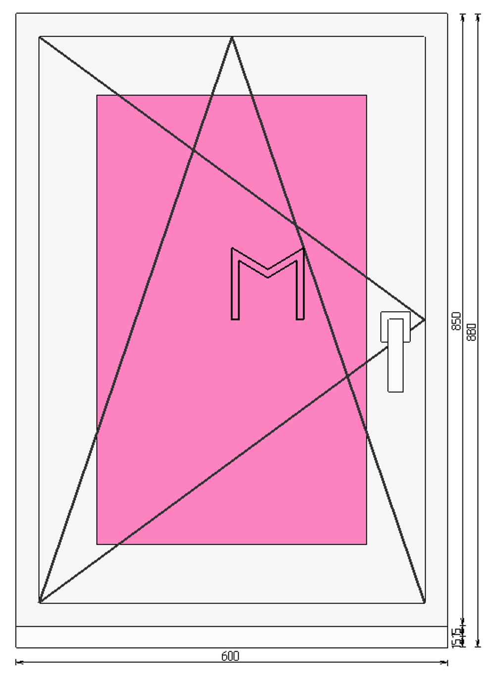 Пластиковое окно 850 х 600 ТермА Эко с поворотно - откидной створкой