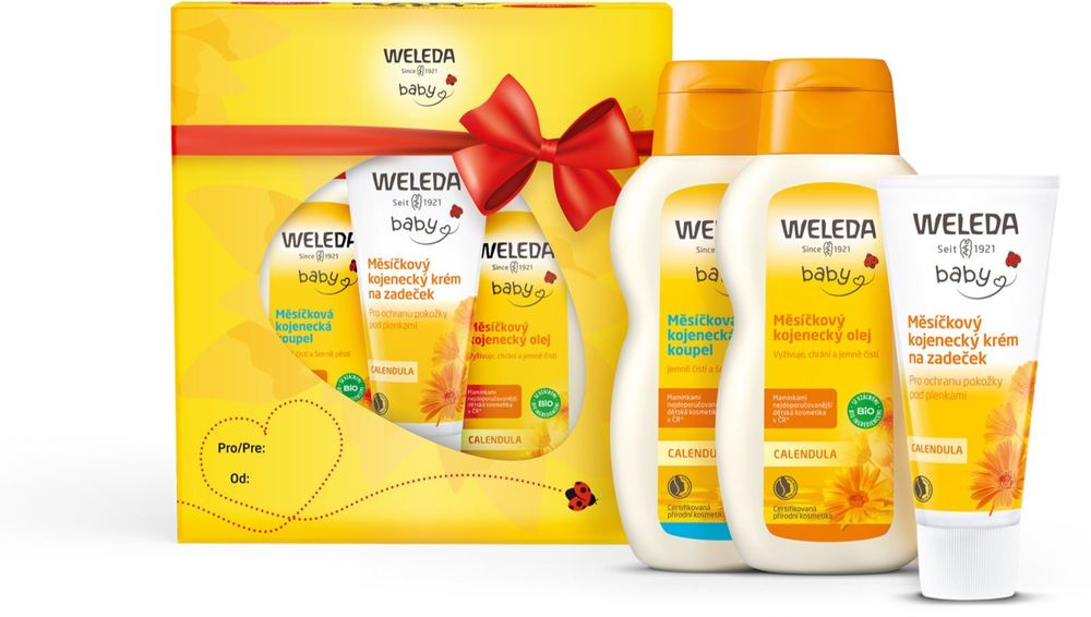 Weleda calendula baby bath 200 мл + calendula baby oil 200 мл + calendula baby крем для лечения подгузников rash 75 мл Marigold baby SET