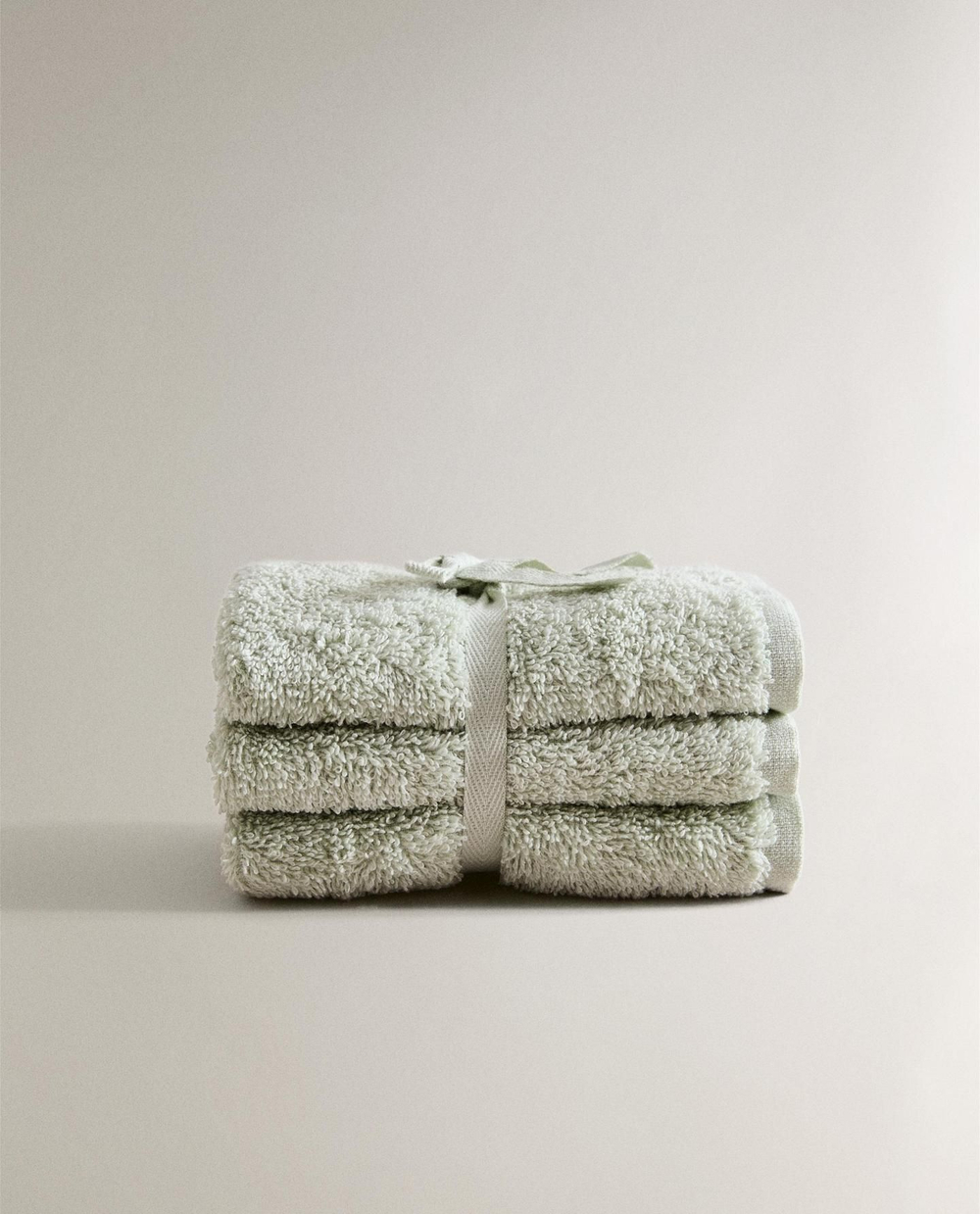 Zara Home - Набор хлопковых полотенец для рук (комплект из 3 предметов)), зеленый, 30х30 см