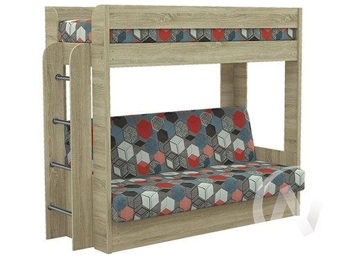 Диван-кровать двухъярусный КМ.009.01-016-00 (дуб сонома/GEOMETRY SLATE 1 Вариант)