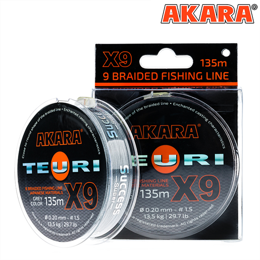 Шнур Akara Teuri X-9 Gray 135 м 0,20