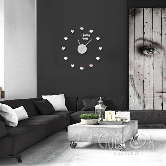 Настенные 3D часы I love you