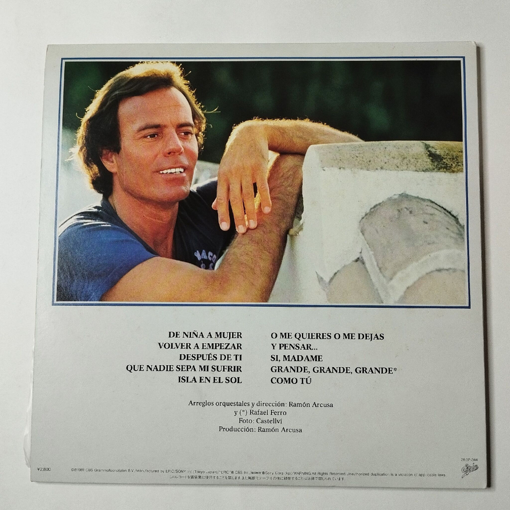 Винтажная виниловая пластинка LP Julio Iglesias De Nina A Mujer (Japan 1981) (No Obi)