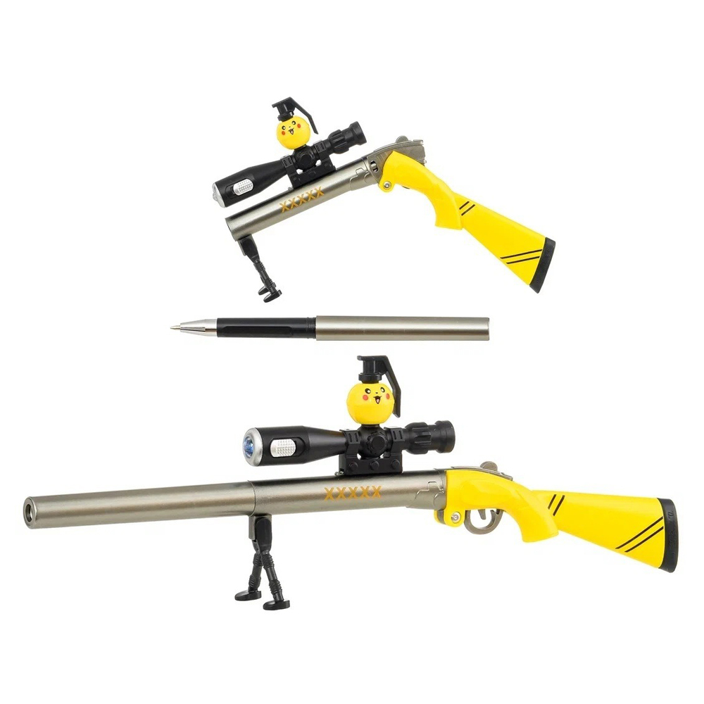 Ручка шариковая, Basir, синие чернила, серия "РУЖЬЁ", корпус в форме ружья, с фонариком, 24 шт