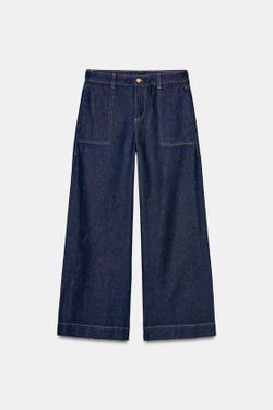 ZARA ДЖИНСЫ Z1975 WIDE LEG СО СРЕДНЕЙ ПОСАДКОЙ, СИНИЙ